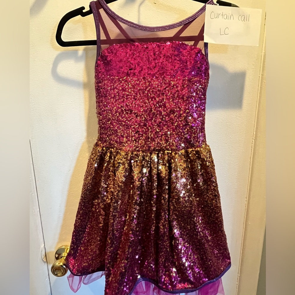 Curtain Call, LC, purple/gold sequin dress